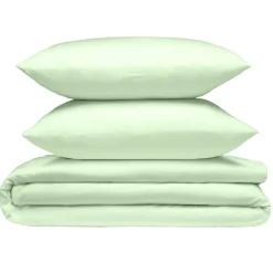 Parure de lit 2 personnes 240x220cm avec 2 taies polyester uni vert < Gifi Best