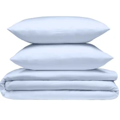 Parure de lit 2 personnes 240x220cm avec 2 taies polyester uni bleu