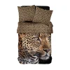 Parure de lit 2 personnes 240x220cm coton motif léopard marron et noir < Gifi Clearance