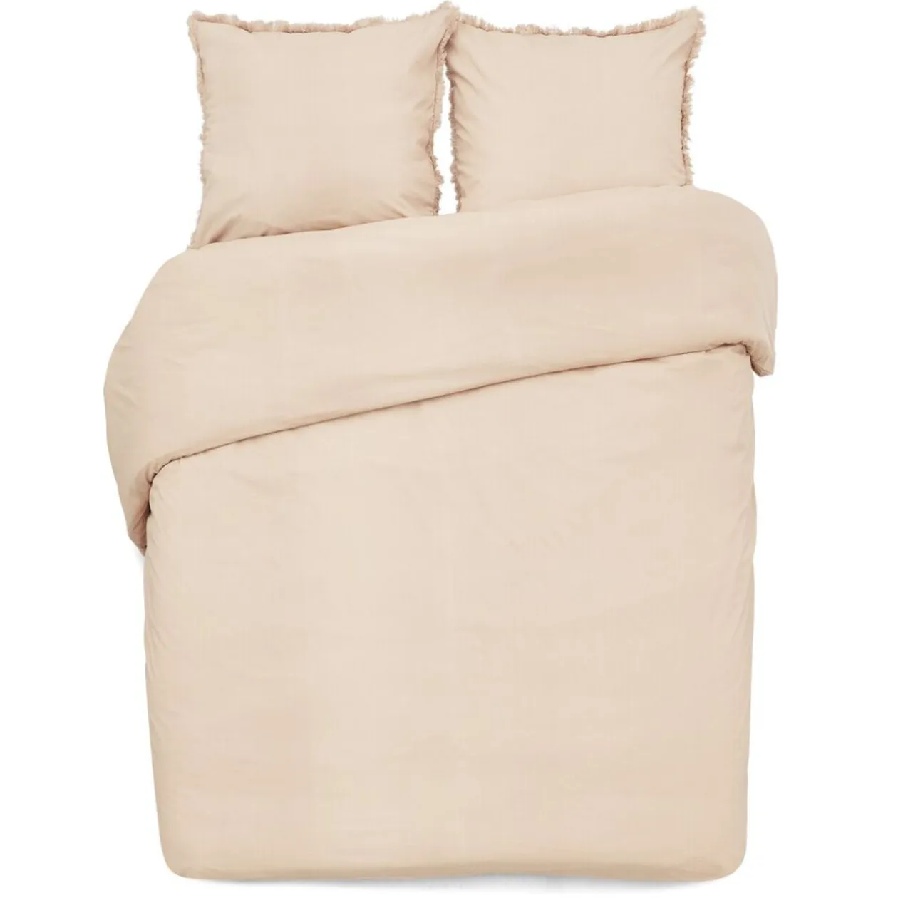 Parure de lit 2 personnes 220x240cm effet lin rose nude uni