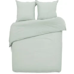 Parure de lit 2 personnes 260x240cm gaze de coton vert céladon