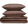 Parure de lit 2 personnes 240x260cm microfibre unie 2 taies 63x63cm marron < Gifi Hot