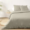 Parure de lit 2 personnes 240x220cm microlavée unie (3 modèles)