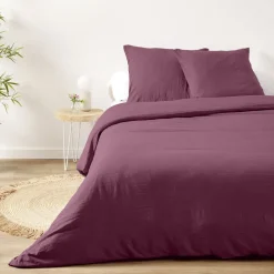 Parure de lit 2 personnes 240x220cm microlavée unie (3 modèles)
