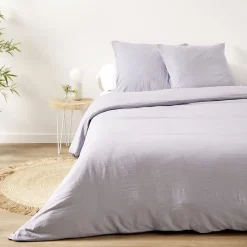 Parure de lit 2 personnes 240x220cm microlavée unie (3 modèles)