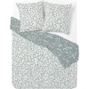 Parure de lit 2 personnes 240x220cm polycoton motif provençal vert et blanc
