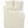Parure de lit 2 personnes 240x220cm polycoton feuillage beige