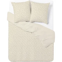 Parure de lit 2 personnes 240x220cm polycoton feuillage beige