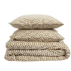 Parure de lit 2 personnes 240x220cm polyester motif vague japonaise marron et blanc < Gifi Best