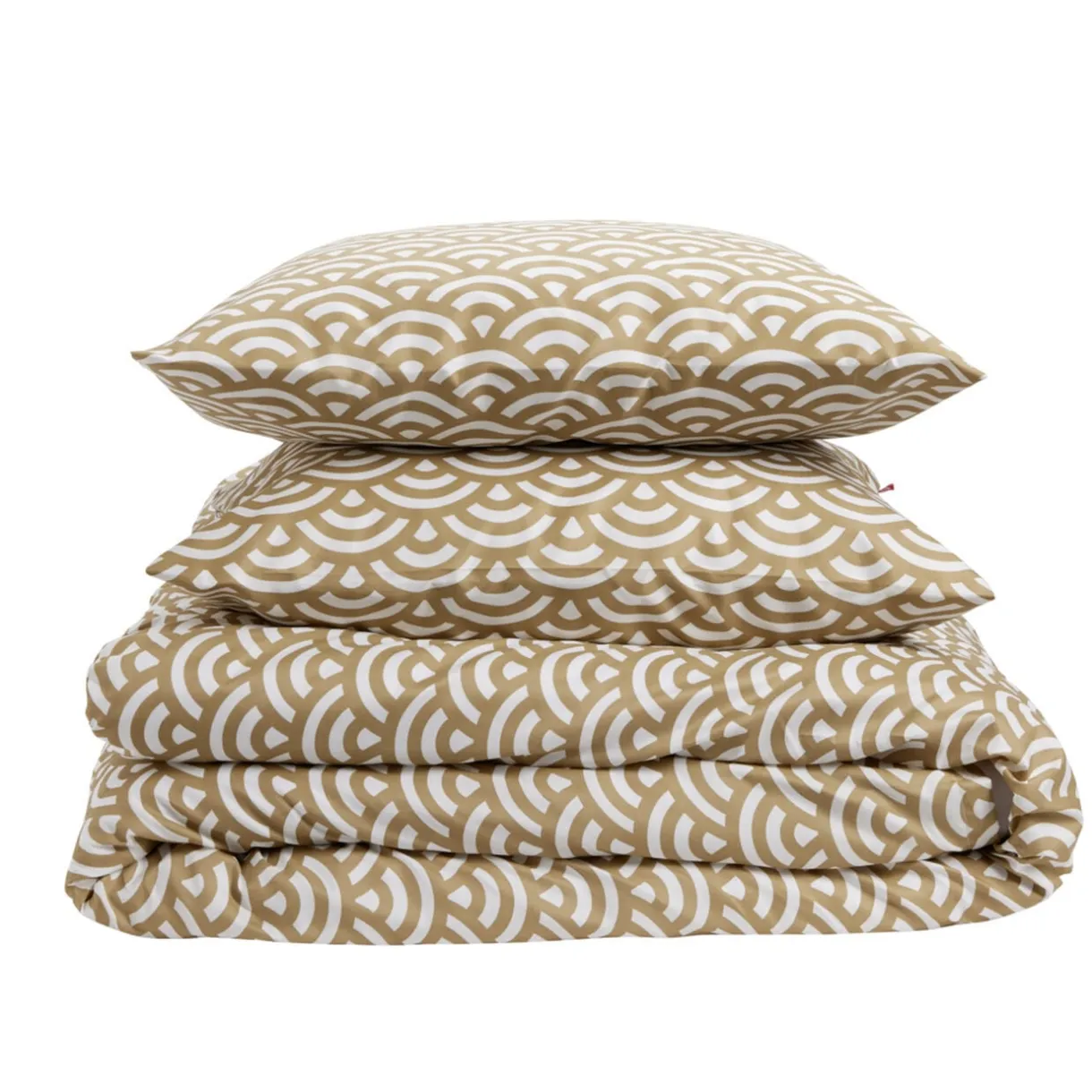 Parure de lit 2 personnes 240x220cm polyester motif vague japonaise marron et blanc < Gifi Best