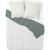 Parure de lit 2 personnes 240x220cm polycoton rayure kaki et blanc < Gifi Outlet