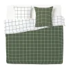 Parure de lit 2 personnes 240x260cm quadrillage vert et blanc < Gifi New