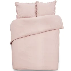 Parure de lit 2 personnes 220x240cm rose uni avec volants < Gifi Online