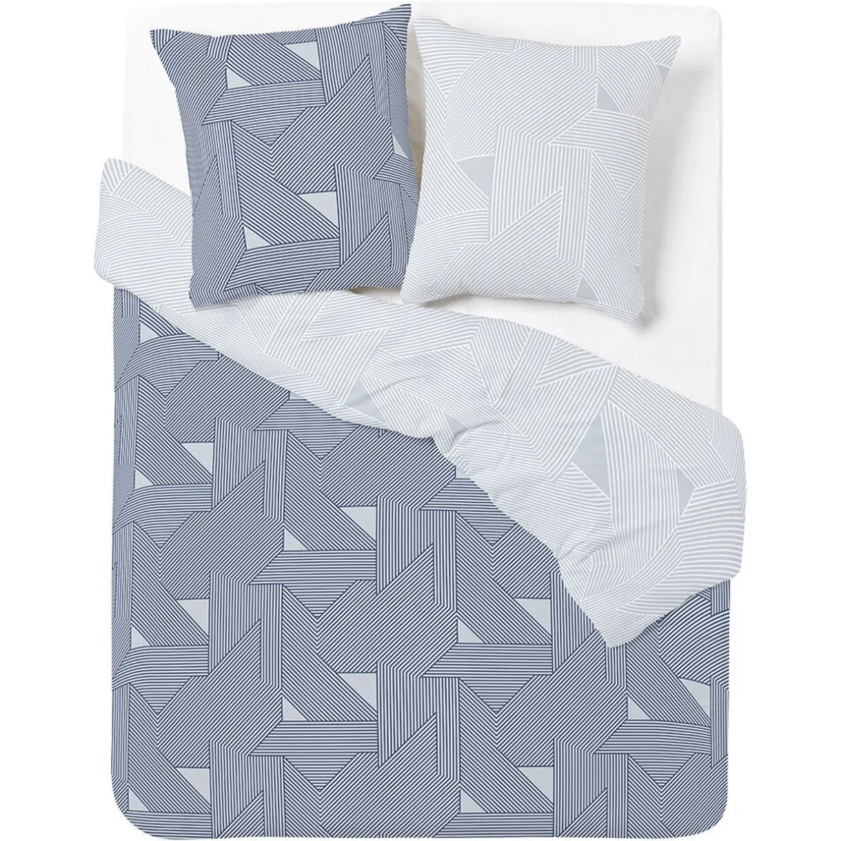 Parure de lit 2 personnes 200x200cm réversible quadrillé vert et blanc