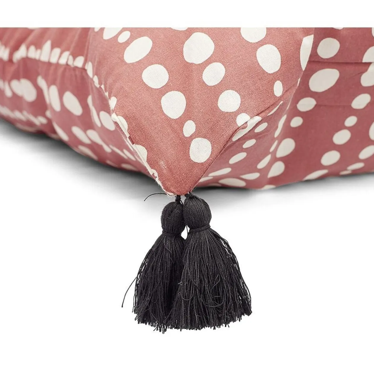 Parure de lit 2 personnes 220x240cm réversible motifs et pompons