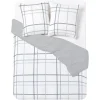 Parure de lit 2 personnes 240x220cm réversible quadrillage gris et blanc < Gifi Sale