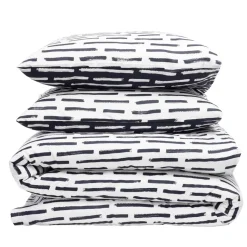 Parure de lit 2 personnes 240x220cm réversible polyester imprimé noir et blanc