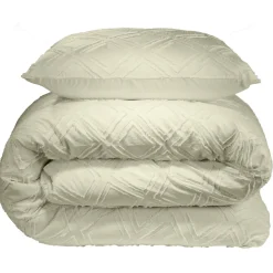 Parure de lit 2 personnes 240x220cm uni tufté (2 modèles beige ou blanc)