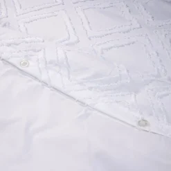 Parure de lit 2 personnes 240x220cm uni tufté (2 modèles beige ou blanc)