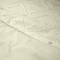 Parure de lit 2 personnes 240x220cm uni tufté (2 modèles beige ou blanc)
