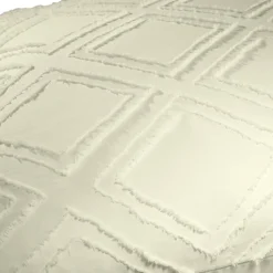 Parure de lit 2 personnes 240x220cm uni tufté (2 modèles beige ou blanc)