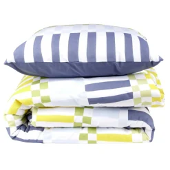 Parure de lit 1 personne 140x200cm coton graphique et fleuri (2 modèles)