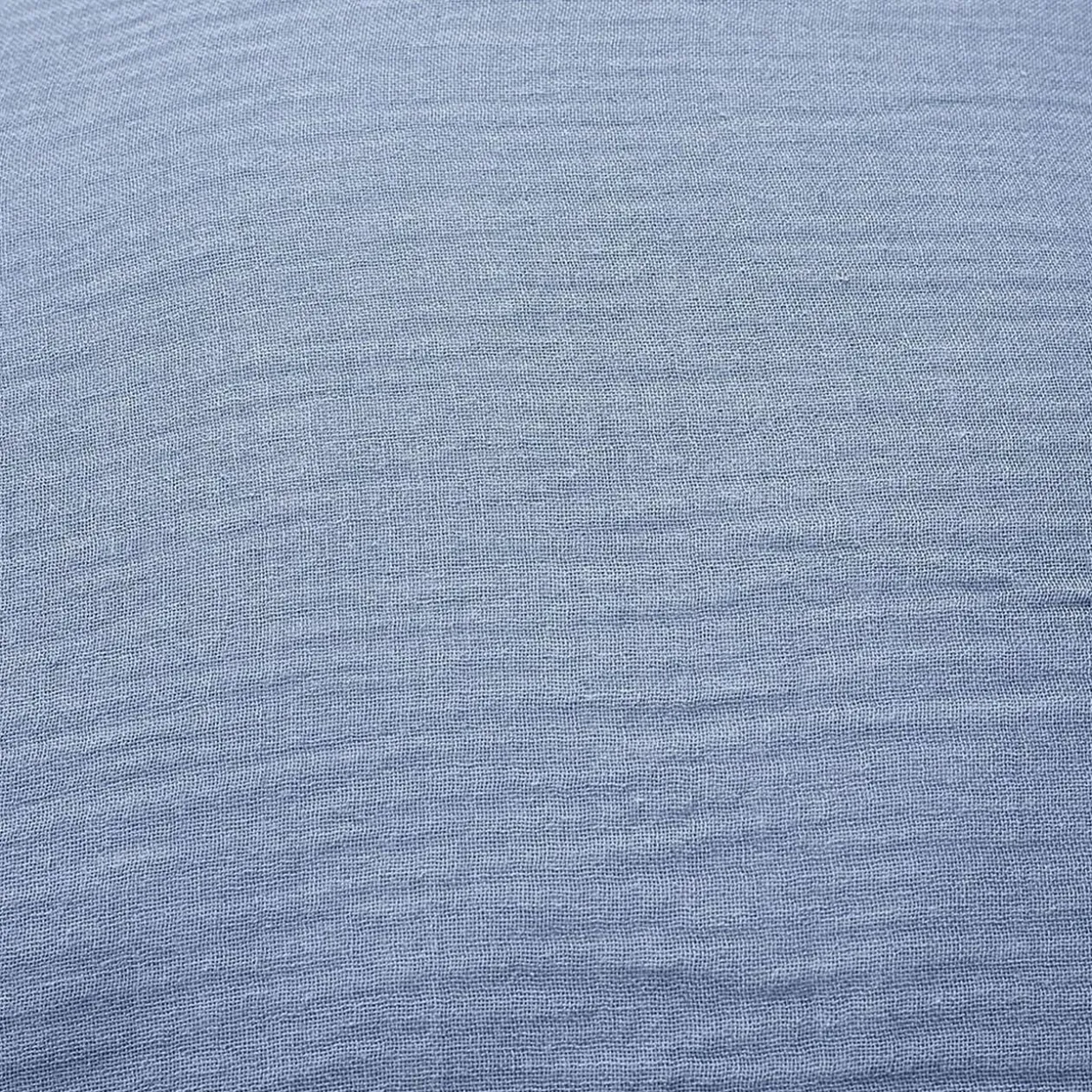Parure de lit 1 personne 140x200cm gaze de coton bleu uni