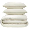 Parure de lit 1 personne 140x200cm gaze de coton beige 3 pièces