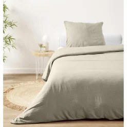 Parure de lit 1 personne 140x200cm microlavée unie (3 modèles) < Gifi New