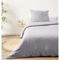 Parure de lit 1 personne 140x200cm microlavée unie (3 modèles) < Gifi New