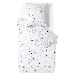 Parure de lit 1 personne 140x200cm motif lune étoile blanc < Gifi Clearance