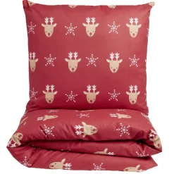 Parure de lit 1 personne 140x200cm Noël traditionnel rouge et blanc < Gifi Sale
