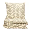 Parure de lit 1 personne 140x200cm polyester motif vague japonaise marron et blanc