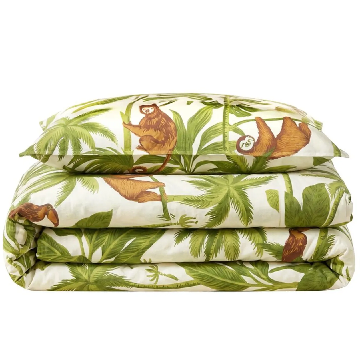 Parure de lit 1 personne 140x200cm polyester imprimé tropical (3 modèles)