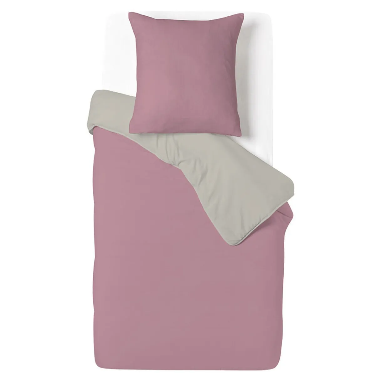 Parure de lit 1 personne 140x200cm polycoton réversible rose < Gifi Clearance