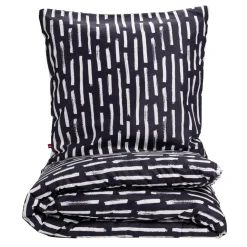 Parure de lit 1 personne 140x200 réversible polyester imprimé noir et blanc