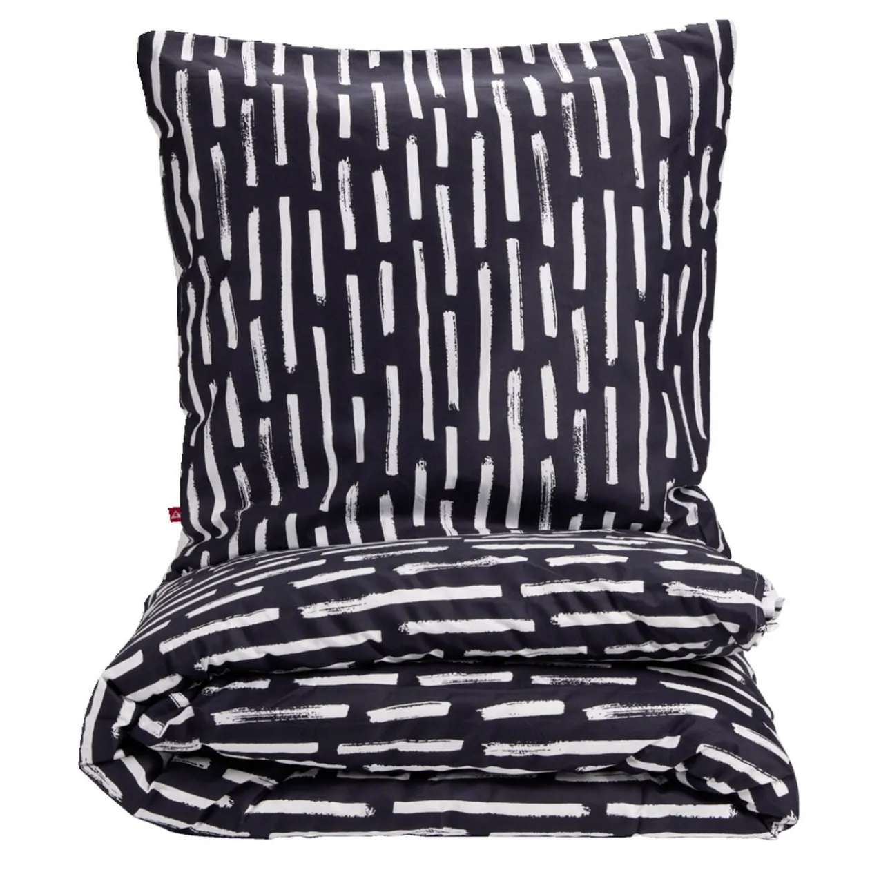 Parure de lit 1 personne 140x200 réversible polyester imprimé noir et blanc