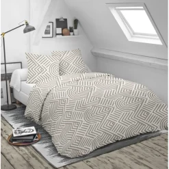 Parure de lit 140x200cm 1 personne coton motif imprimé 3 pièces (6 modèles)