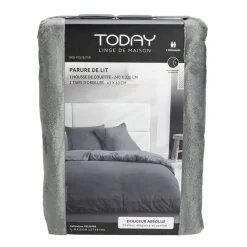 Parure de lit 220x240cm 2 personnes tissu velours (3 modèles)