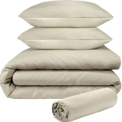 Parure de lit 220x240cm 2 personnes unie avec drap housse 4 pièces (3 modèles)