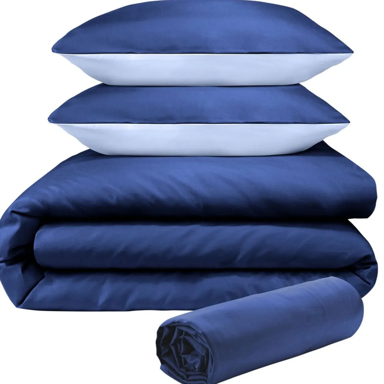 Parure de lit 220x240cm 2 personnes unie avec drap housse 4 pièces (3 modèles)