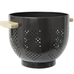 Passoire métal poignées bambou Ø22xH18cm (2 modèles noir ou blanc)