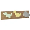 Patère bois 3 têtes enfant dinosaure 30x7xH4cm