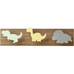 Patère bois 3 têtes enfant dinosaure 30x7xH4cm