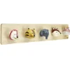 Patère enfant en bois 5 crochets tête animal 55x7xH10cm < Gifi