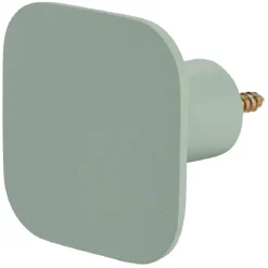 Patère murale carrée vert sauge polyrésine 7x7cm
