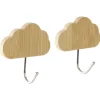 Patère murale forme nuage bambou et métal 6xH6cm x2