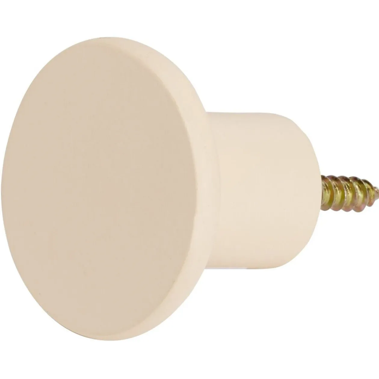 Patère murale ronde blanc crème polyrésine Ø5cm