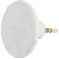 Patère murale ronde imitation marbre blanc polyrésine Ø8cm
