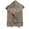 Peignoir avec capuche en coton L120cm - 2 modèles marron ou blanc